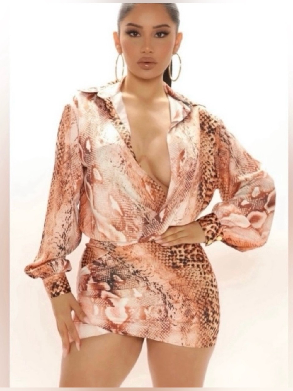✨ NEW ✨ Fashion Nova Snake Print Satin Dress Size XS